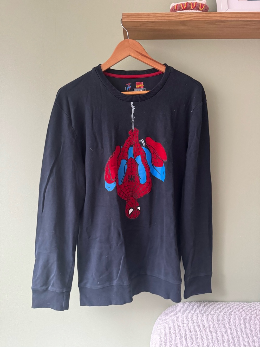 intimissimi Black Sweatshirt with Red and Blue Spider Graphic